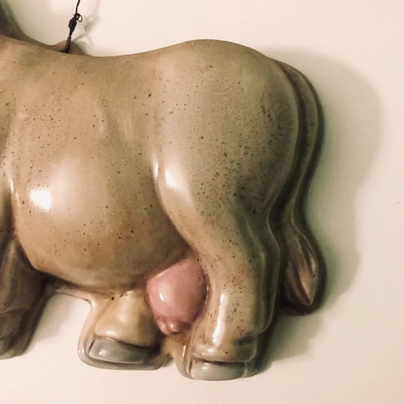 Vintage Hand Made Ceramic  Cow Wall Hanging Kitchen Decor - Picture 4 of 16